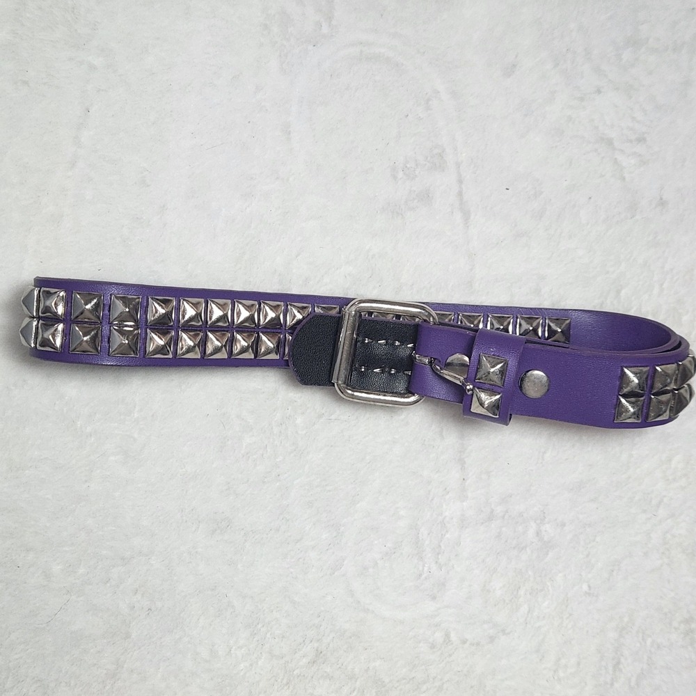 Hot Topic Purple Faux Leather Double Row Pyramid Stud Belt 32 Emo Alt Mall Goth